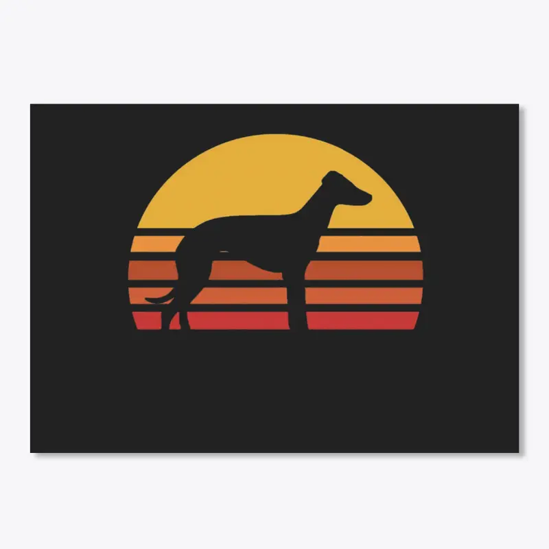 Retro Sun Italian Greyhound Silhouette